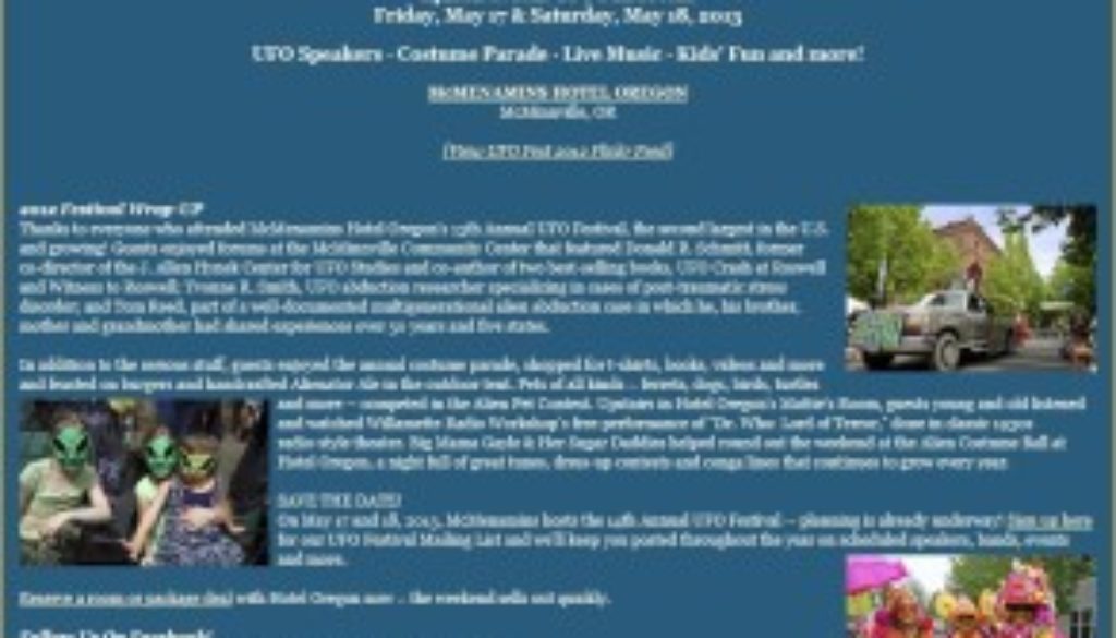 The Annual McMinnville UFO Festival McMinnville, OR