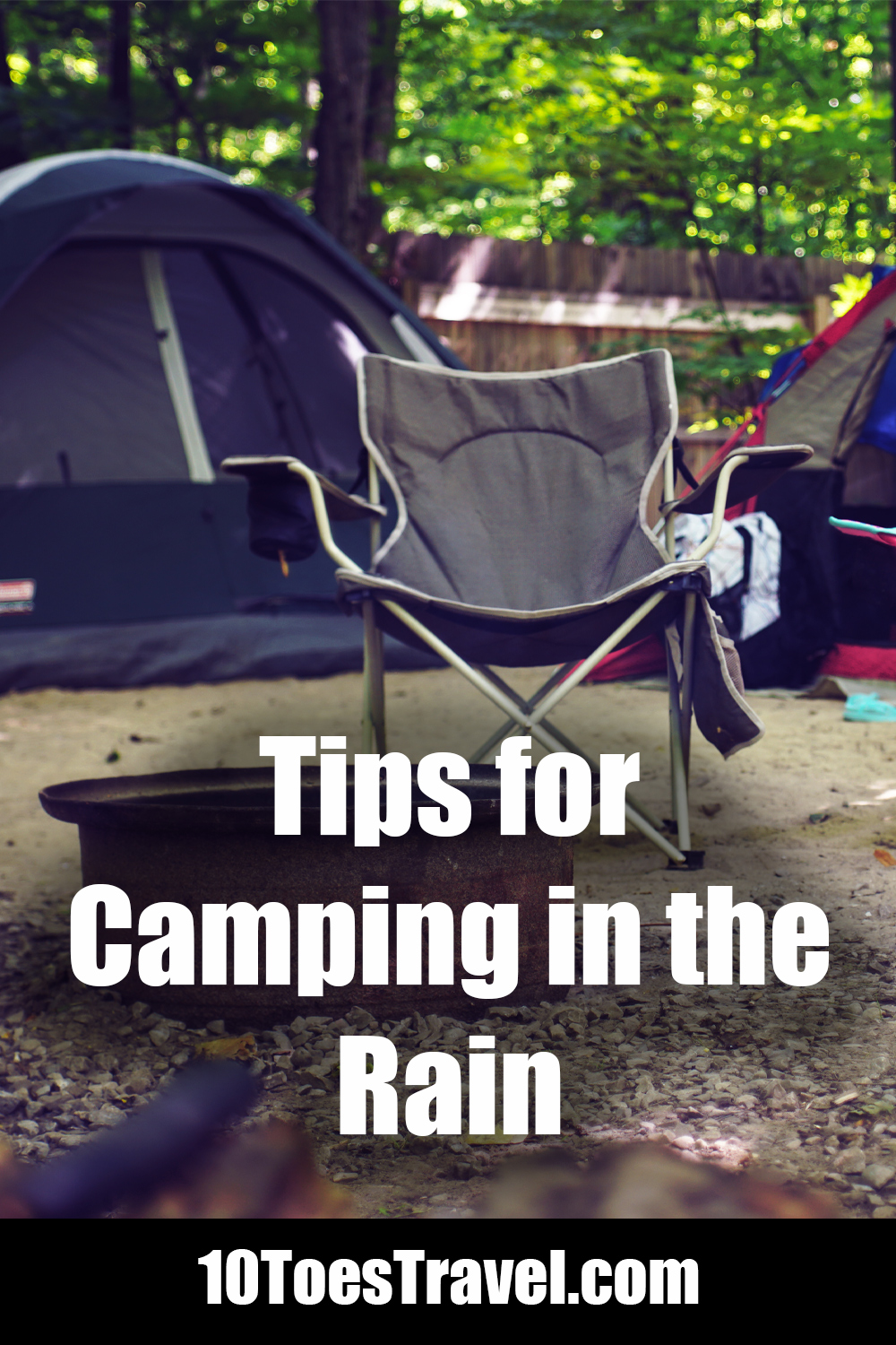 Tips for camping in the rain pinterest image