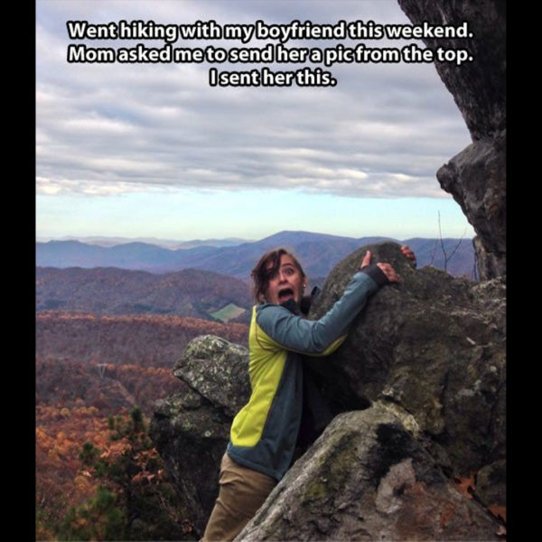 mom wanted a photo from the top hiking meme
