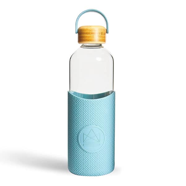 Hand Blown Borosilicate Glass Water Bottle with Bamboo Lid