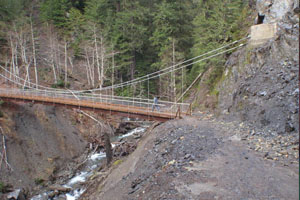 Olympic Hotsprings trail suspension bridge