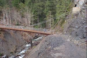 Olympic Hotsprings trail suspension bridge 