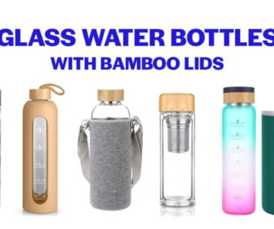 BPA free glass water bottles with bamboo lids
