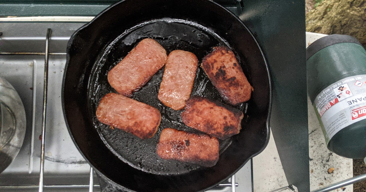 Cooking Spam while camping