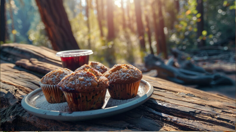 Bran muffins and jelly for a no cook camping breakfast
