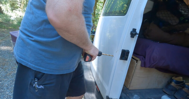 Drilling the holes for my tire carrier