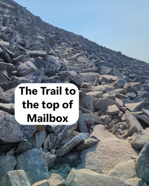 The last bit of trail to Mailbox peak, traversing and climbing a field of granite. 