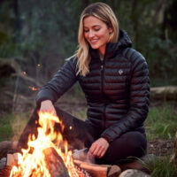woman wearing the Black Diamond Deploy Full Zip hoodie