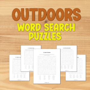 50 Printable Outdoor Themed Word Search Puzzles - Hiking and Camping Activities