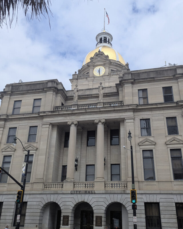The Savannah City Hall with its golden dome. 